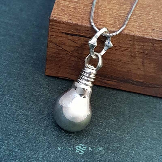 Light Bulb - sterling silver pendant 1